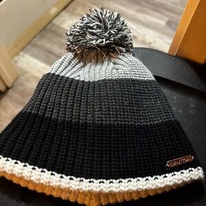 Nautica Black and Gray Kids Pom-Pom Hat